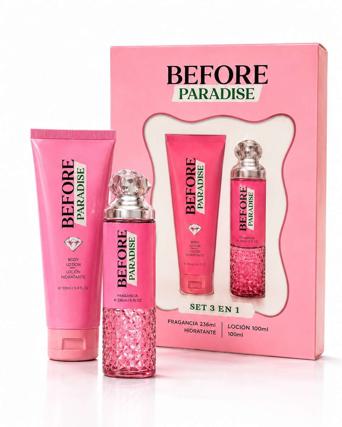 ESTUCHE DE REGALO 2 EN 1 DE BRUMA FRAGANCIA Y LOCIÓN BEFORE PARADISE -250 ML (8,4 oz) DE MILESTONE