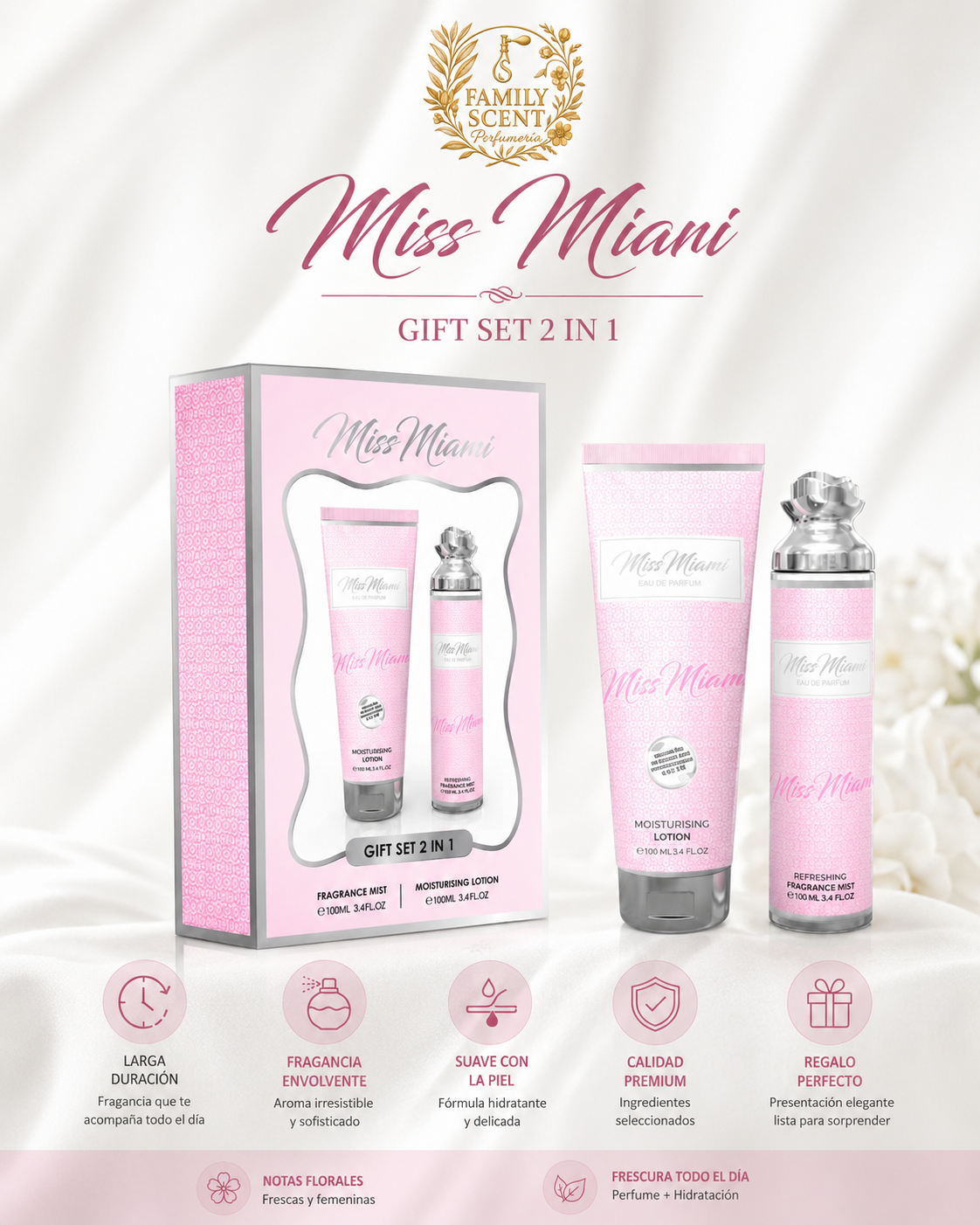 MISS MIAMI FRAGRANCE MIST  LOTION SET DE REGALO 2 EN 1 - 250 ML (8,4 oz) DE MILESTONE