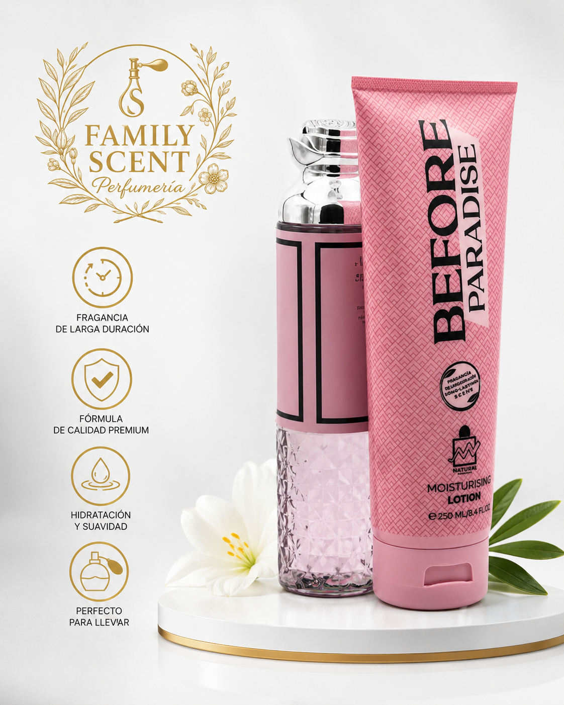 ESTUCHE DE REGALO 2 EN 1 DE BRUMA FRAGANCIA Y LOCIÓN BEFORE PARADISE -250 ML (8,4 oz) DE MILESTONE