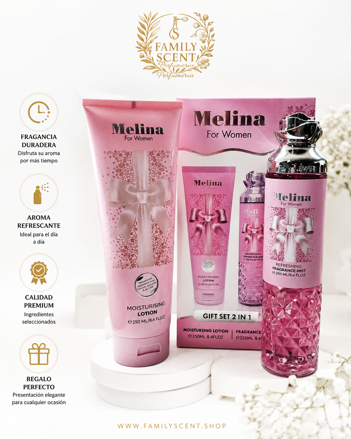 MELINA FRAGRANCE MIST LOTION GIFT SET 2 EN 1 - 250ML (8.4z) DE EMPER