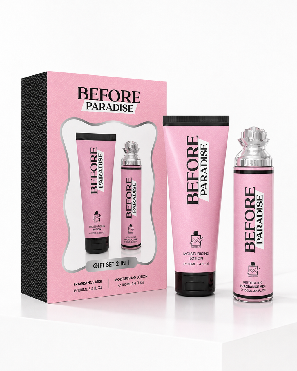 ESTUCHE DE REGALO 2 EN 1 DE BRUMA FRAGANCIA Y LOCIÓN BEFORE PARADISE -250 ML (8,4 oz) DE MILESTONE