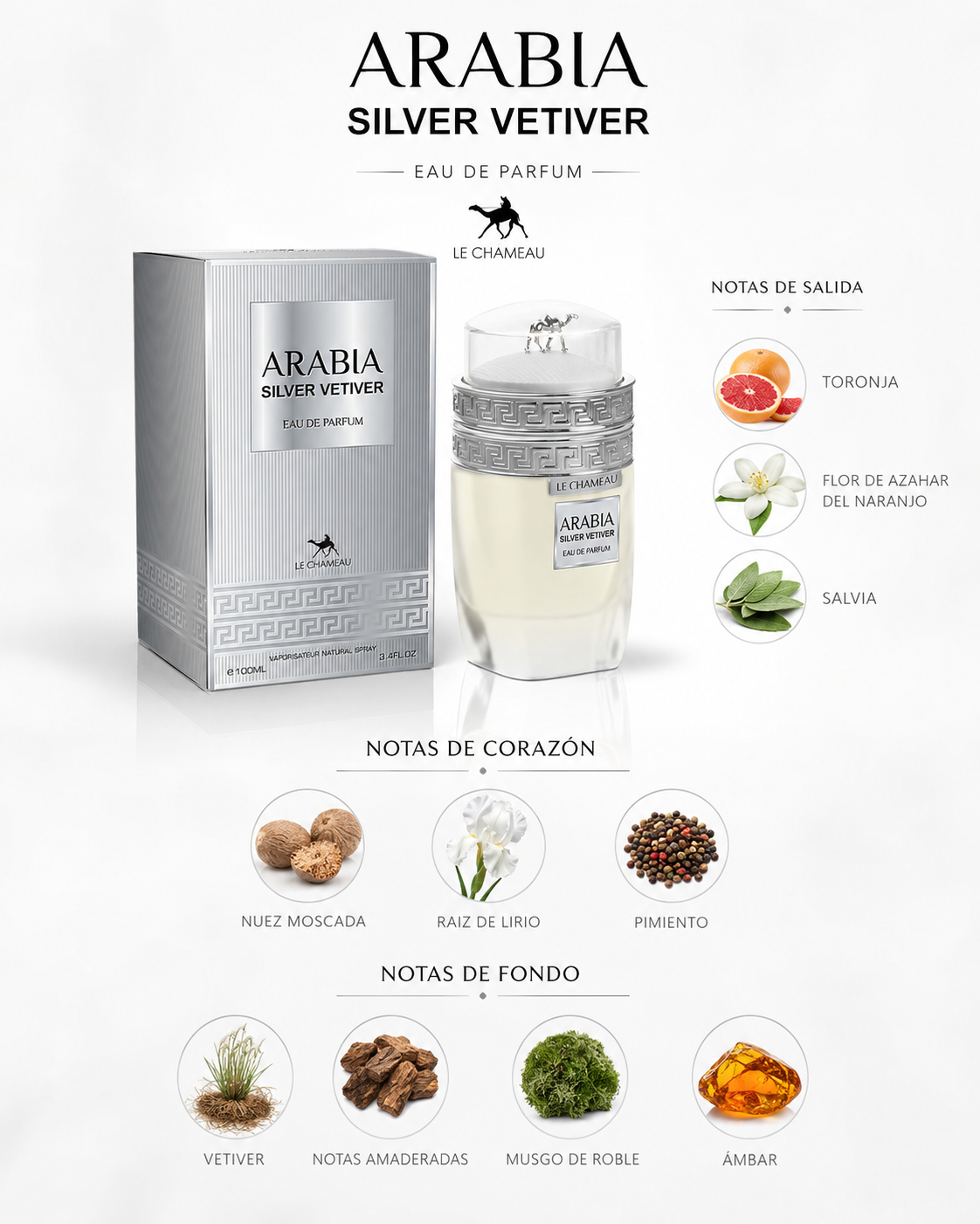 EMPER LE CHAMEAU ARABIA SILVER VETIVER HOMBRE 100 ML EDP