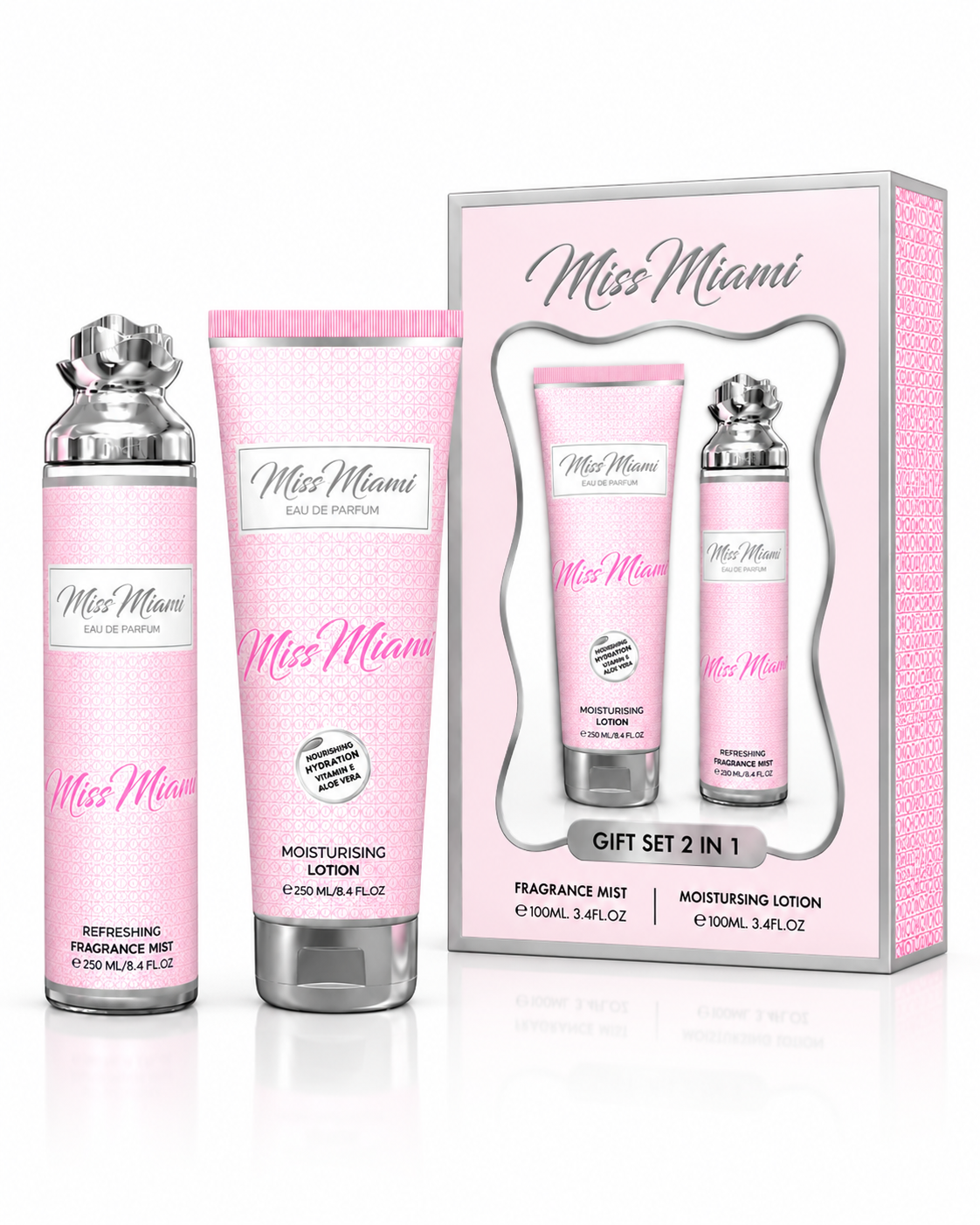 MISS MIAMI FRAGRANCE MIST  LOTION SET DE REGALO 2 EN 1 - 250 ML (8,4 oz) DE MILESTONE