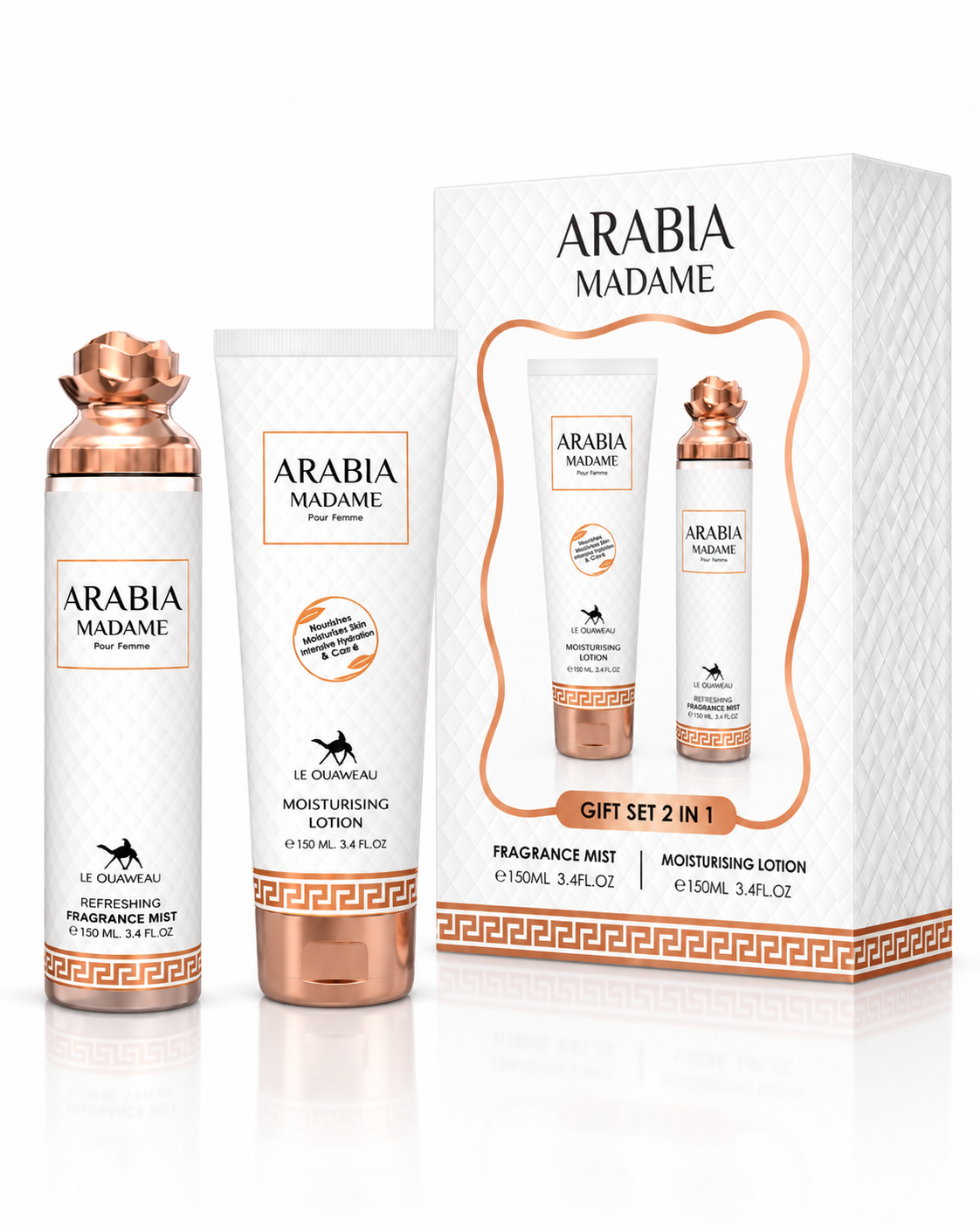 ESTUCHE DE REGALO DE FRAGANCIA Y LOCIÓN ARABIA MADAME 2 EN 1 - 250 ML (8,4 oz) DE LE CHAMEAU