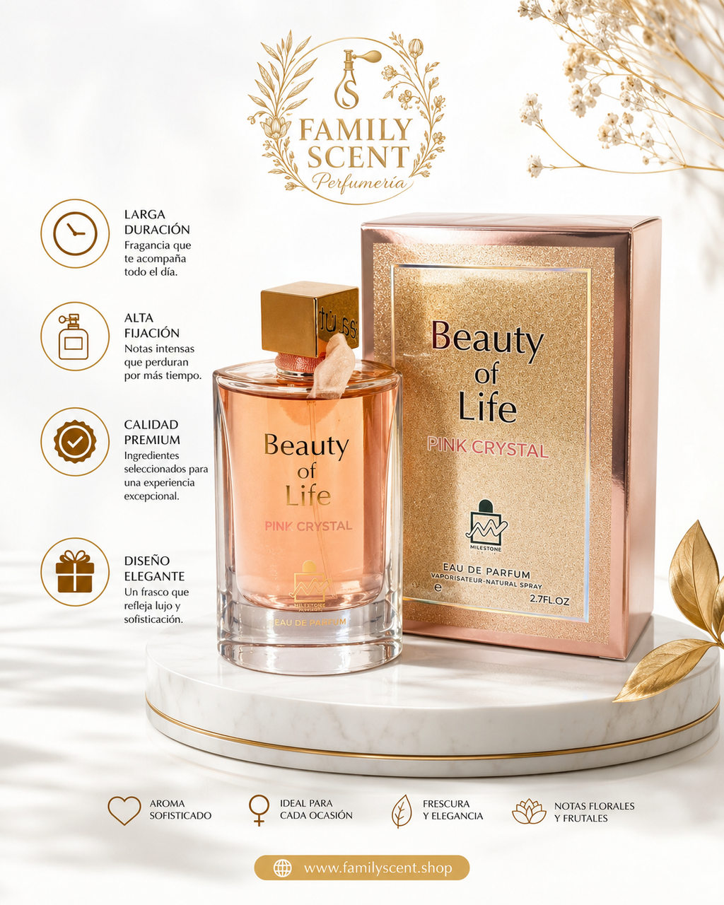 BEAUTY OF LIFE PINK CRISTAL EDP BY EMPER 100ML