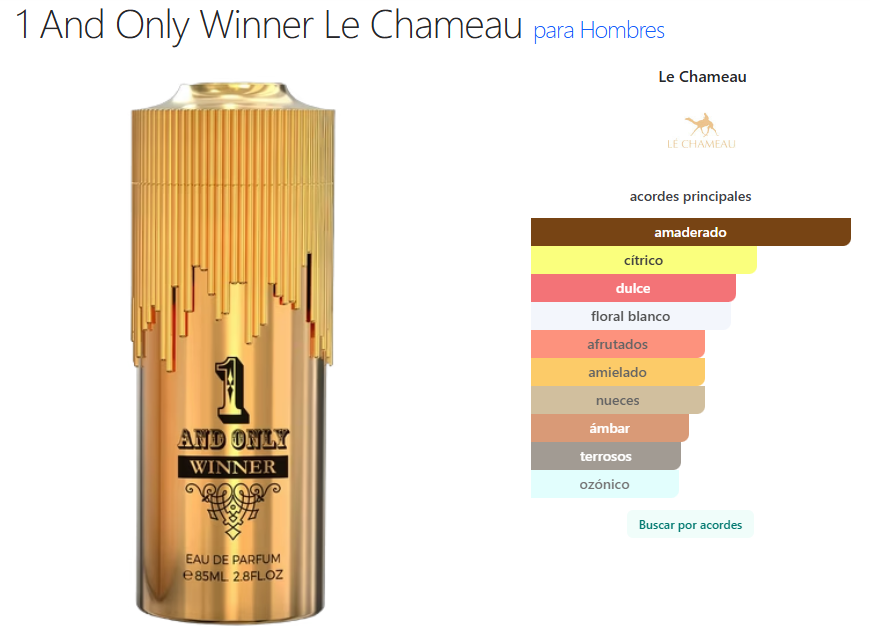 1 And Only Winner by Le Chameau | Perfume Amaderado Aromático Masculino