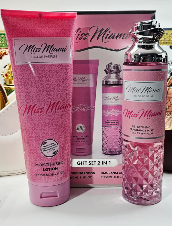 MISS MIAMI FRAGRANCE MIST + LOTION SET DE REGALO 2 EN 1 - 250 ML (8,4 oz) DE MILESTONE