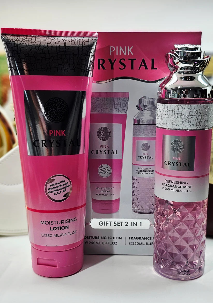 ESTUCHE DE REGALO DE BRUMA Y LOCIÓN FRAGANCIA PINK CRYSTAL 2 EN 1 - 250 ML (8,4 oz) DE MILESTONE