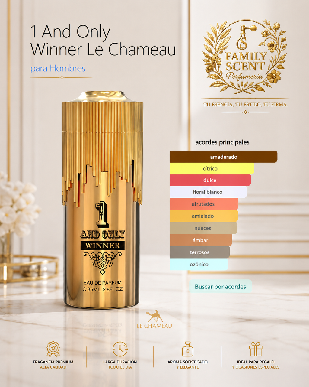 1 And Only Winner by Le Chameau | Perfume Amaderado Aromático Masculino