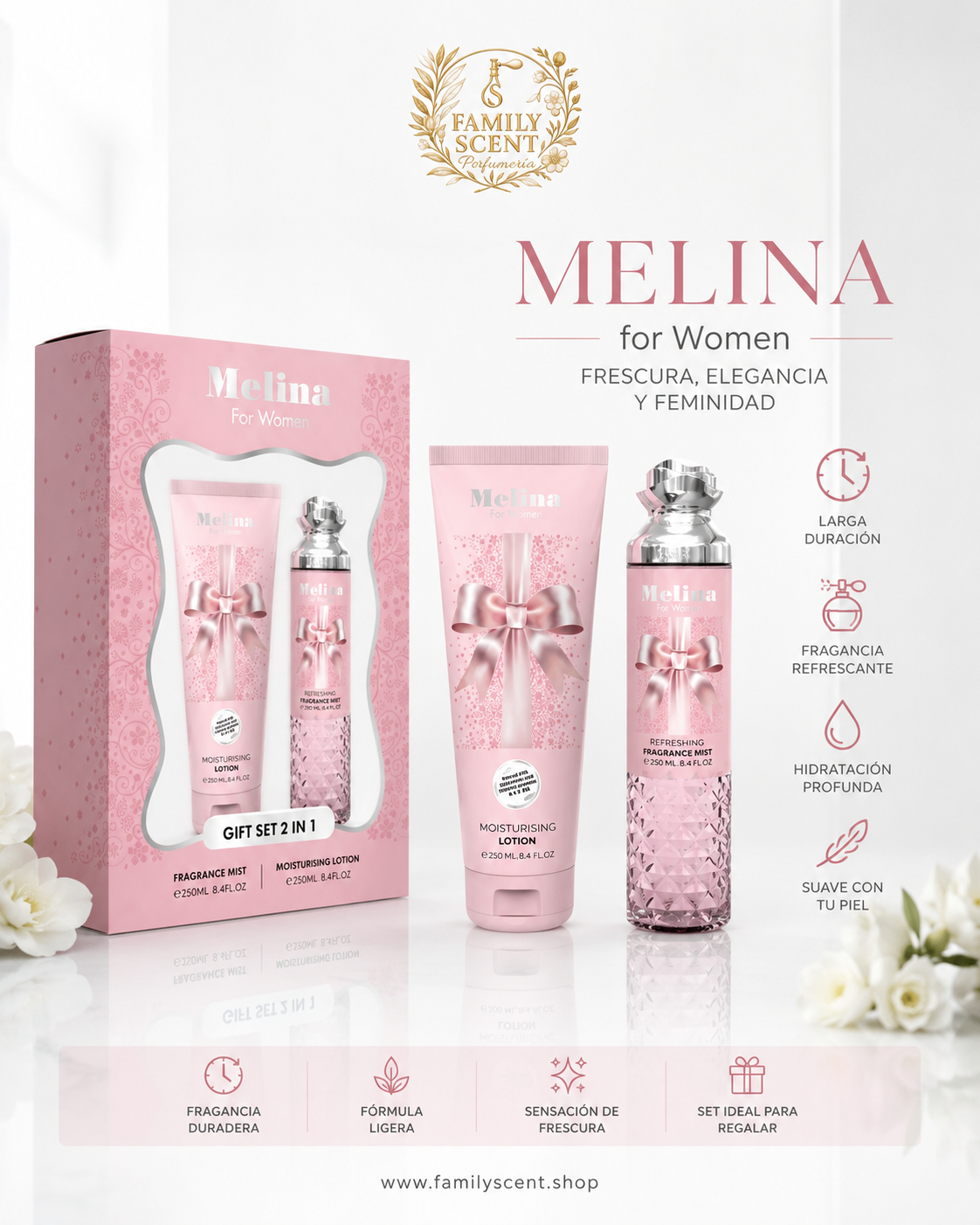 MELINA FRAGRANCE MIST LOTION GIFT SET 2 EN 1 - 250ML (8.4z) DE EMPER