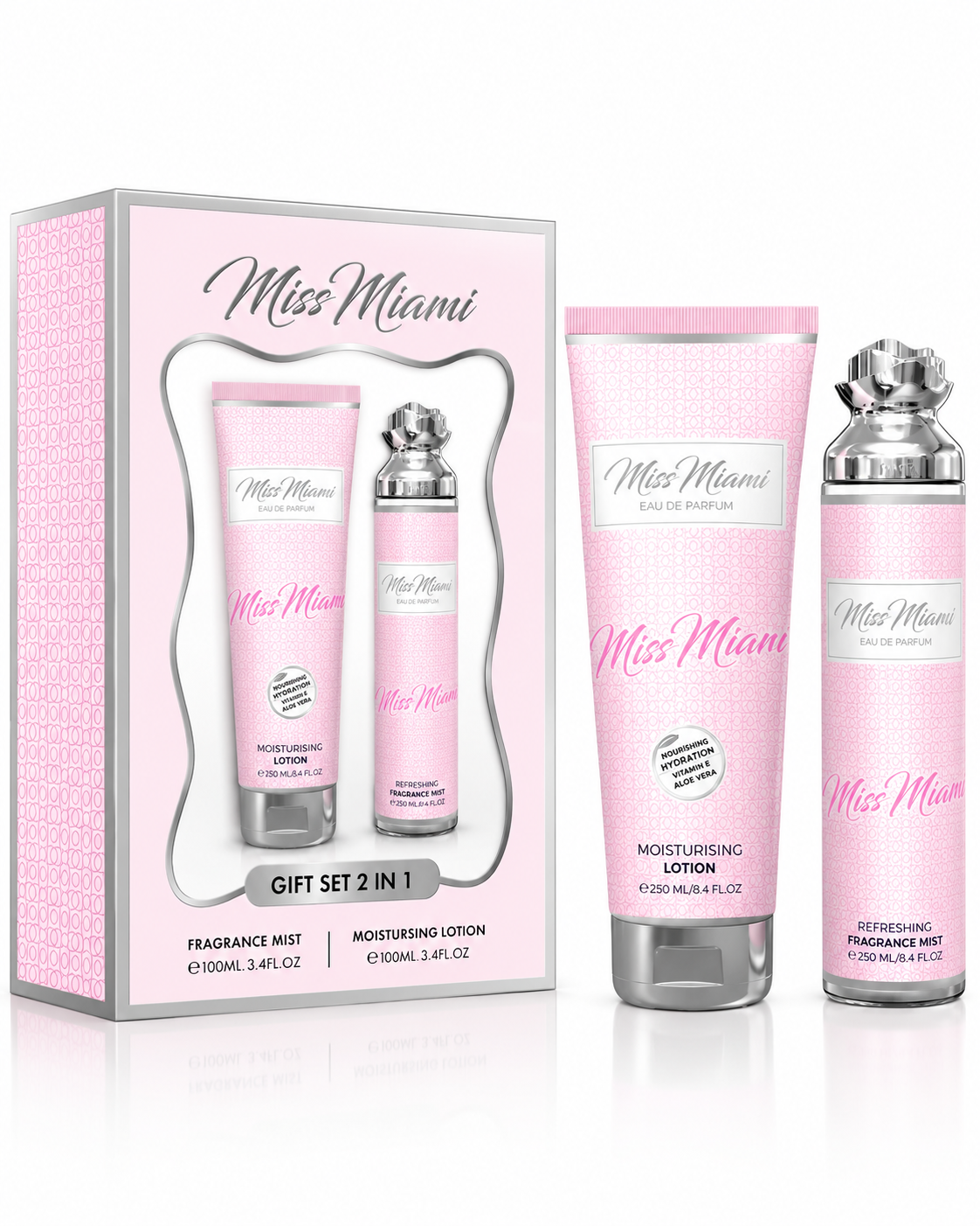 MISS MIAMI FRAGRANCE MIST  LOTION SET DE REGALO 2 EN 1 - 250 ML (8,4 oz) DE MILESTONE