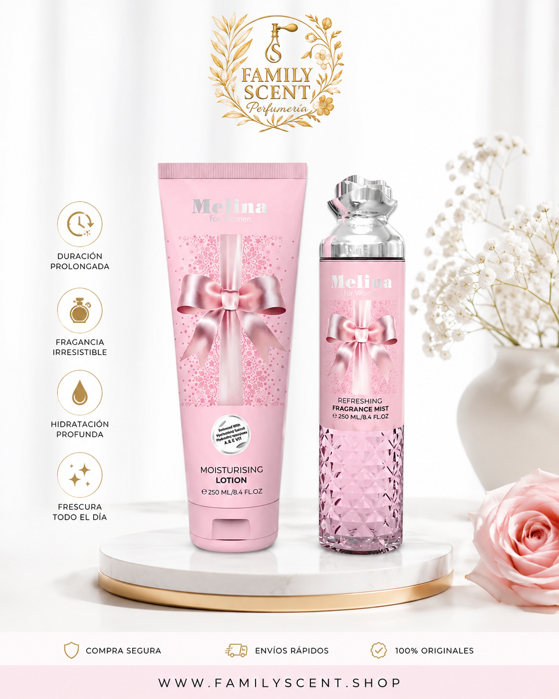 MELINA FRAGRANCE MIST LOTION GIFT SET 2 EN 1 - 250ML (8.4z) DE EMPER