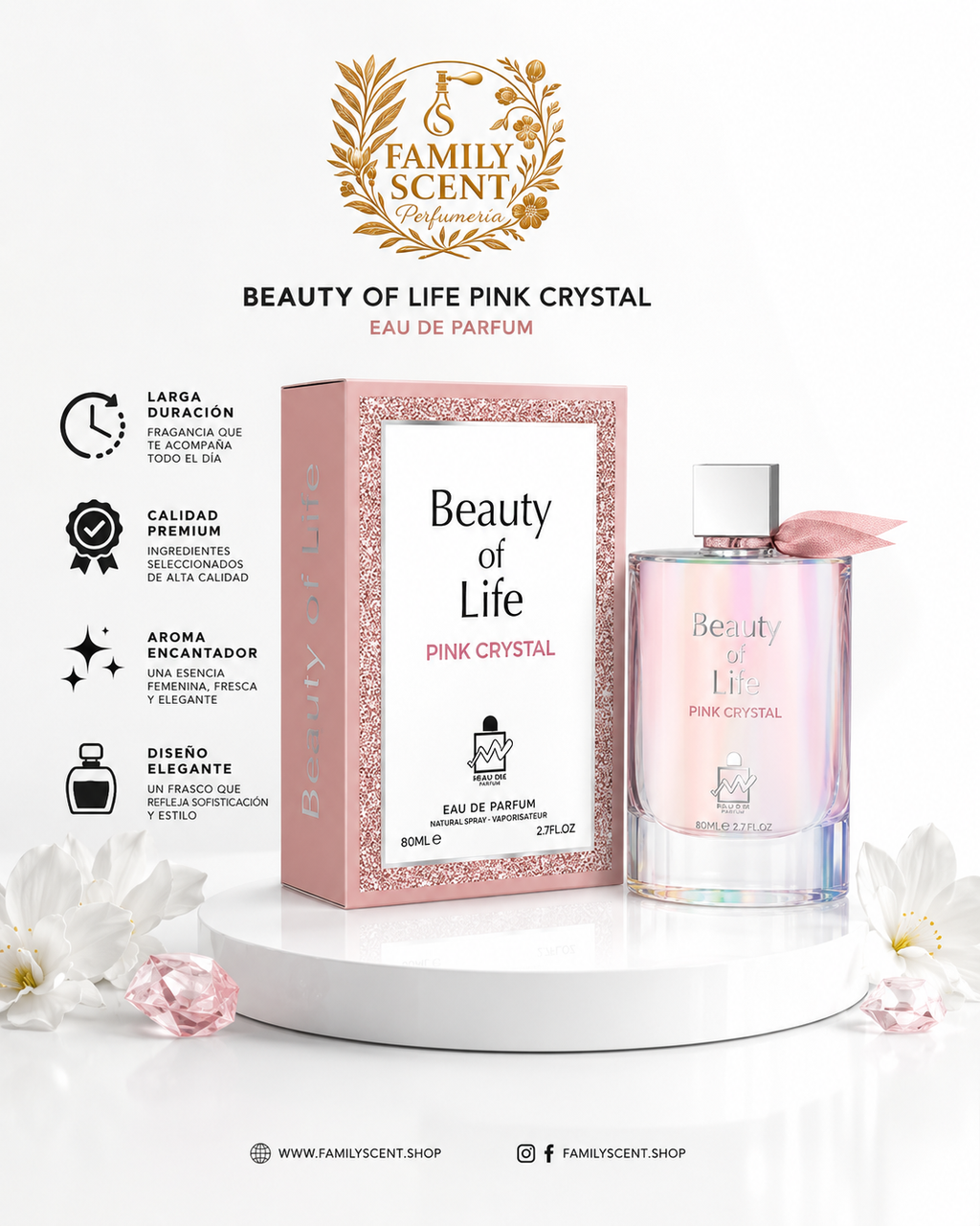 BEAUTY OF LIFE PINK CRISTAL EDP BY EMPER 100ML