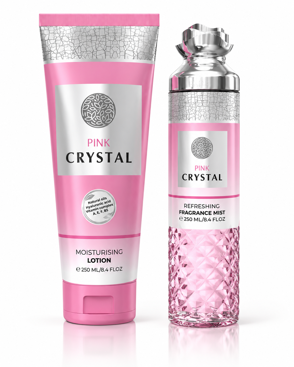 ESTUCHE DE REGALO DE BRUMA Y LOCIÓN FRAGANCIA PINK CRYSTAL 2 EN 1 - 250 ML (8,4 oz) DE MILESTONE